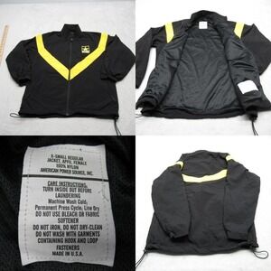 US Army Jacket Womens‎ XS Black Gold APFU Full Zip Made In USA Windbreaker